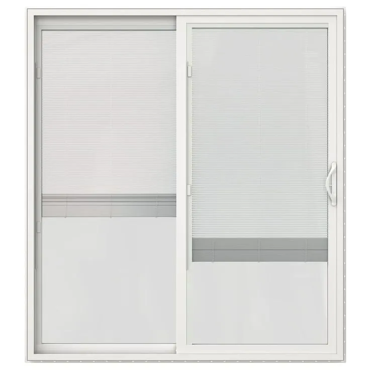 JELD-WEN 72-in x 80-in 4-9/16-in Low-e Insulating Blinds Between The Glass White Vinyl Sliding Left-Hand Sliding Double Patio Door, photo 6 of 8