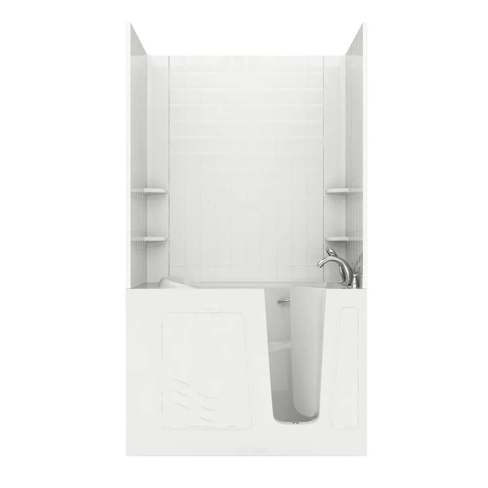 Universal Tubs Rampart 3.9 ft. Walk-in Whirlpool and Air Bathtub with 4 in. Tile Easy Up Adhesive Wall Surround, Right Drain, White, photo 30 of 42