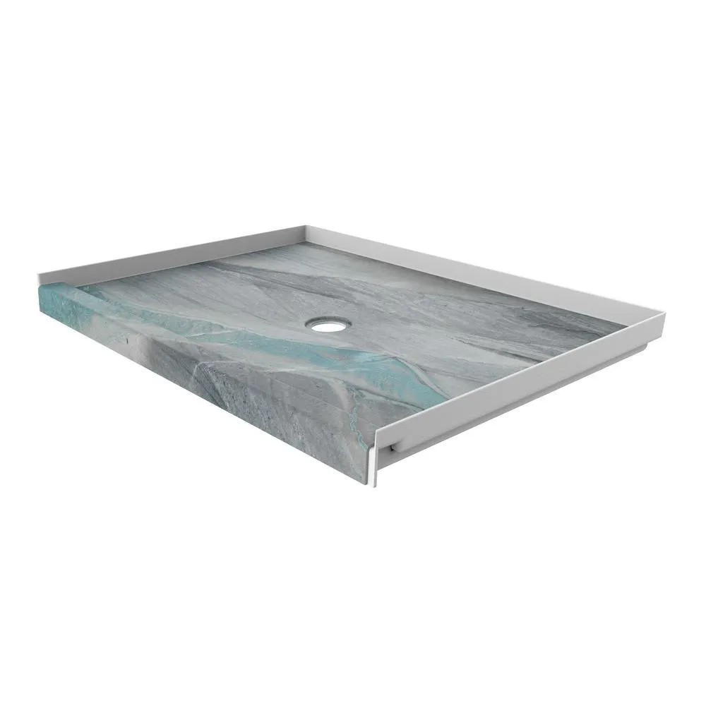 34 in. x 48 in. Single Threshold Shower Base with Center Drain in Calacatta White, photo 7 of 21