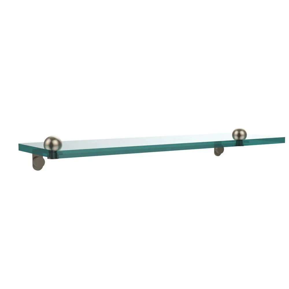 Allied Brass 16 in. L x 2 in. H x 5 in. W Clear Glass Vanity Bathroom Shelf in Satin Nickel, photo 8 of 14