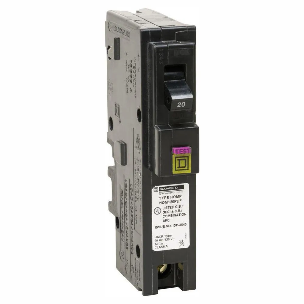 Schneider Electric Square D Homeline 20 Amp Single-Pole Plug-On Neutral Dual Function (CAFCI & GFCI) Circuit Breaker, HOM120PDFC, photo 21 of 23