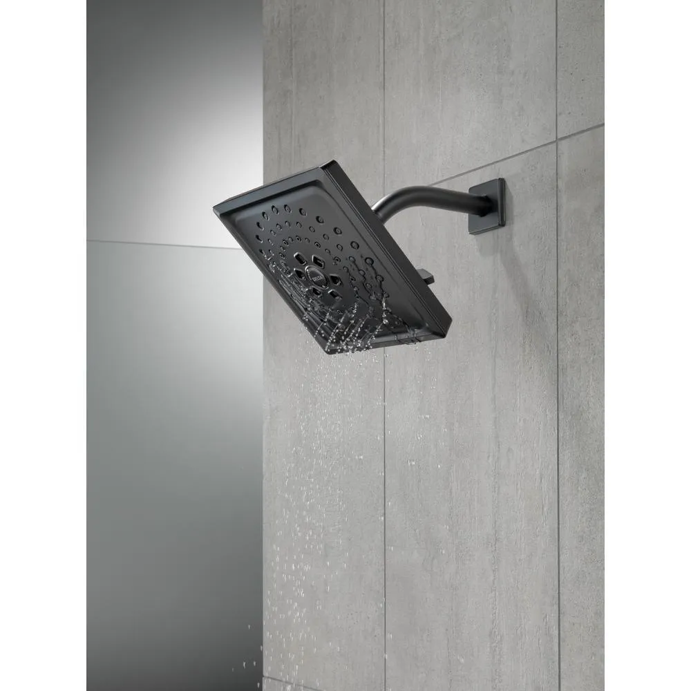3-Spray 7.6 in. Single Wall Mount Fixed Rain H2Okinetic Shower Head in Matte Black, photo 7 of 11