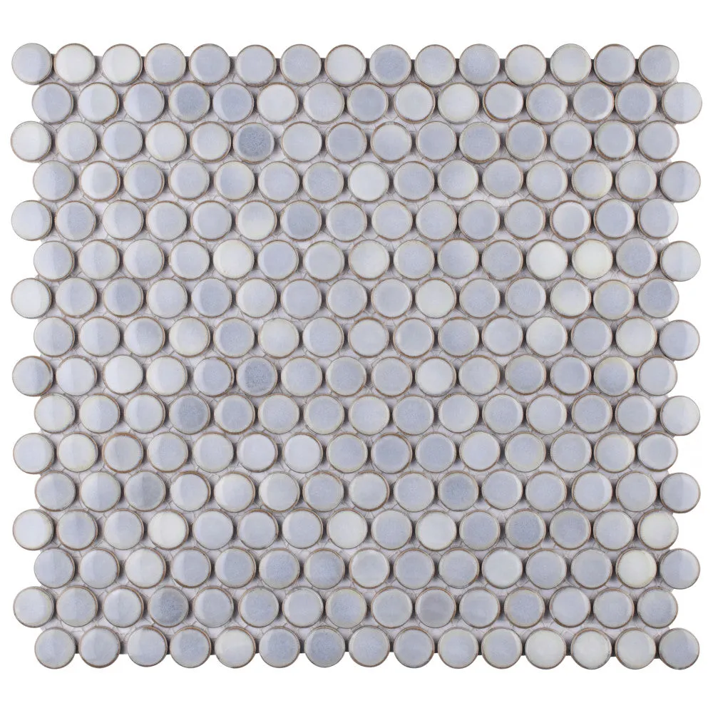 Merola Tile Hudson Penny Round Grey Eye 12 in. x 12 in. Porcelain Mosaic Tile, photo 7 of 8