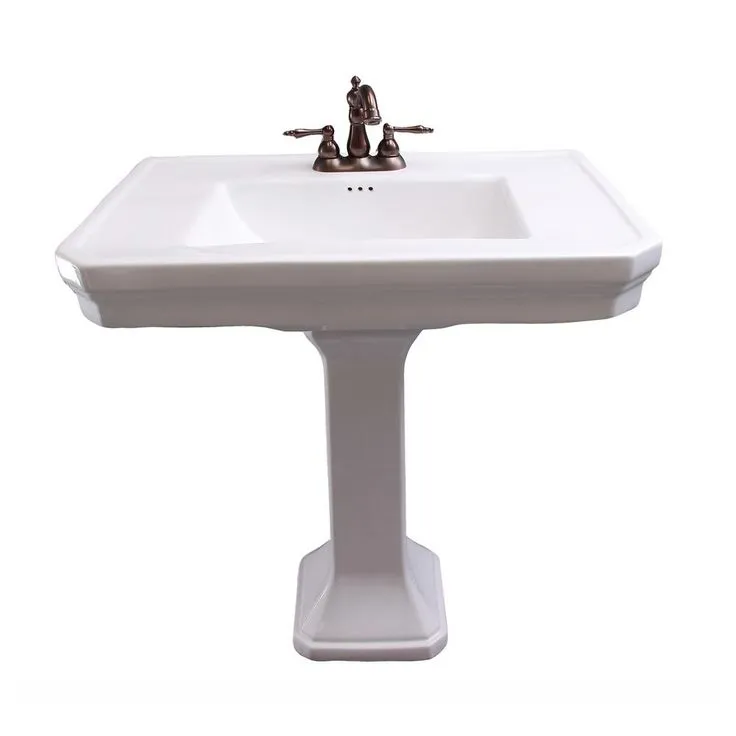 Barclay Products Corbin Pedestal Sink Combo in White with 4 in. Centerset Faucet Holes, photo 2 of 6