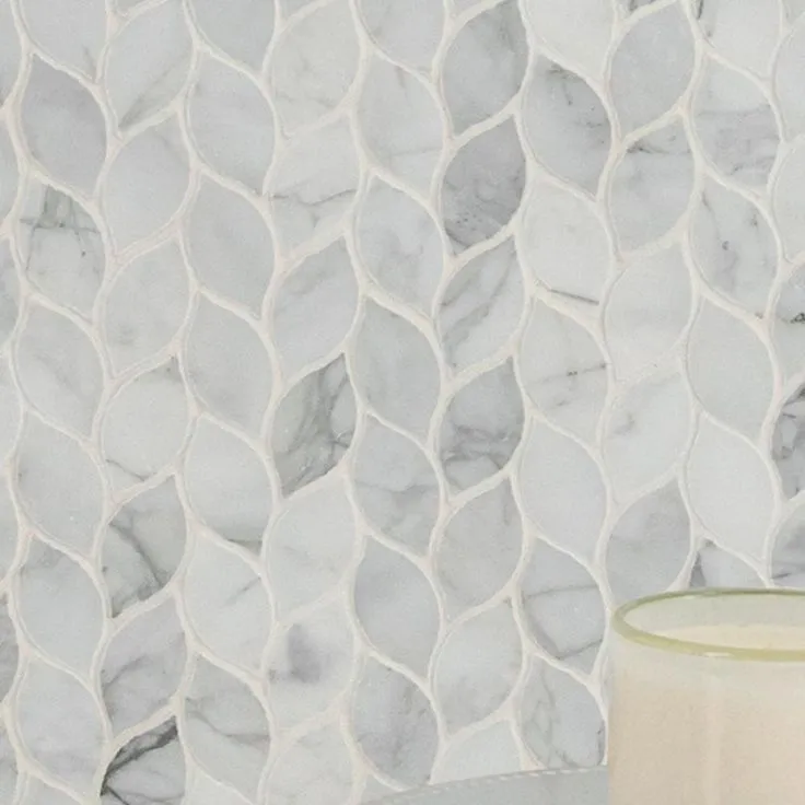 MSI Calacatta Blanco 12 in. x 13 in. x 10mm Polished Marble Mesh-Mounted Mosaic Tile (10.80 sq. ft./case), photo 10 of 10