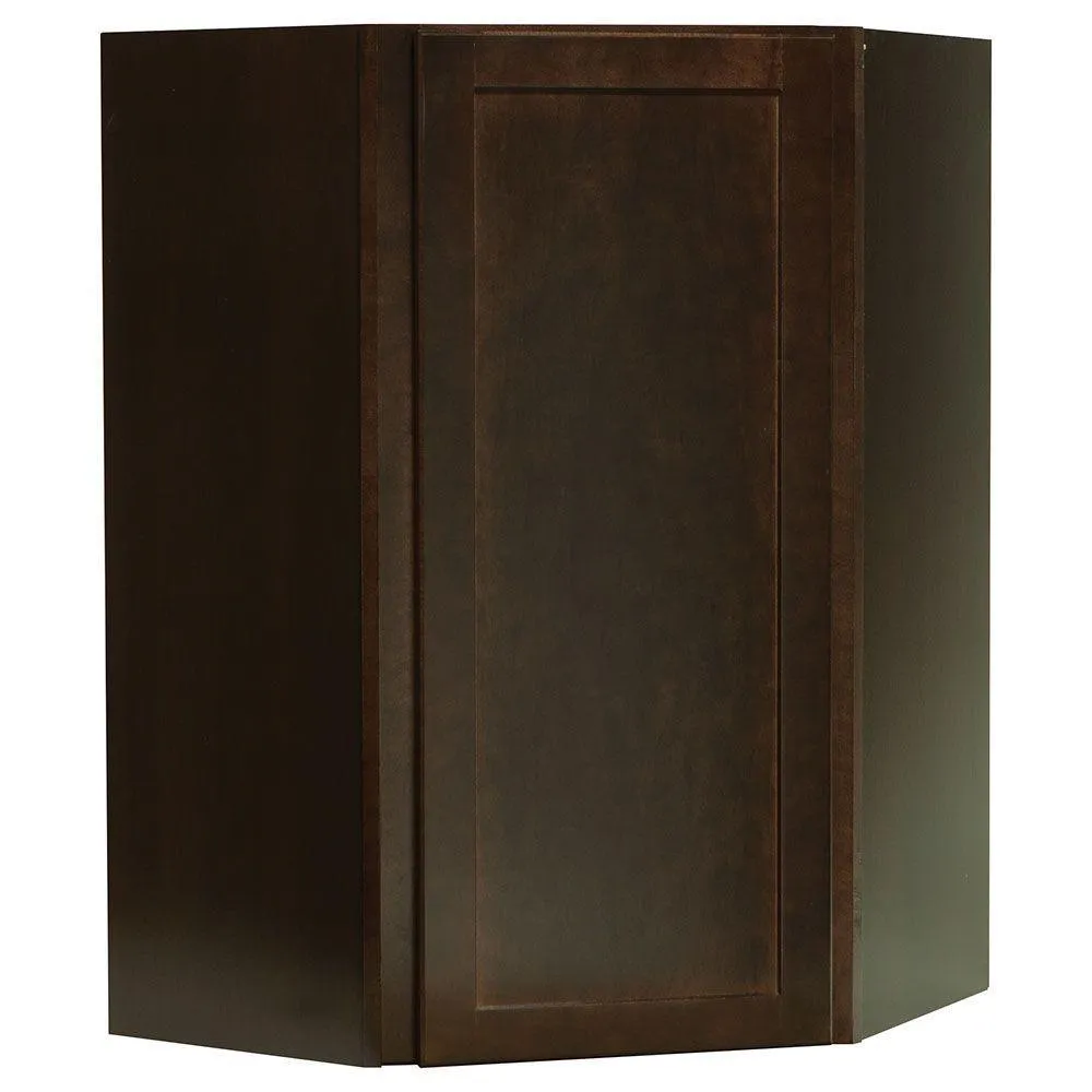 Shaker Assembled 24x30x12 in. Diagonal Corner Wall Kitchen Cabinet in Satin White, photo 23 of 25