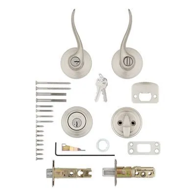 Kwikset Tustin Satin Nickel Smartkey Single-Cylinder Deadbolt Universal Keyed Entry Door Handle Combo Pack (1 Handle and 1 Deadbolt), photo 6 of 8