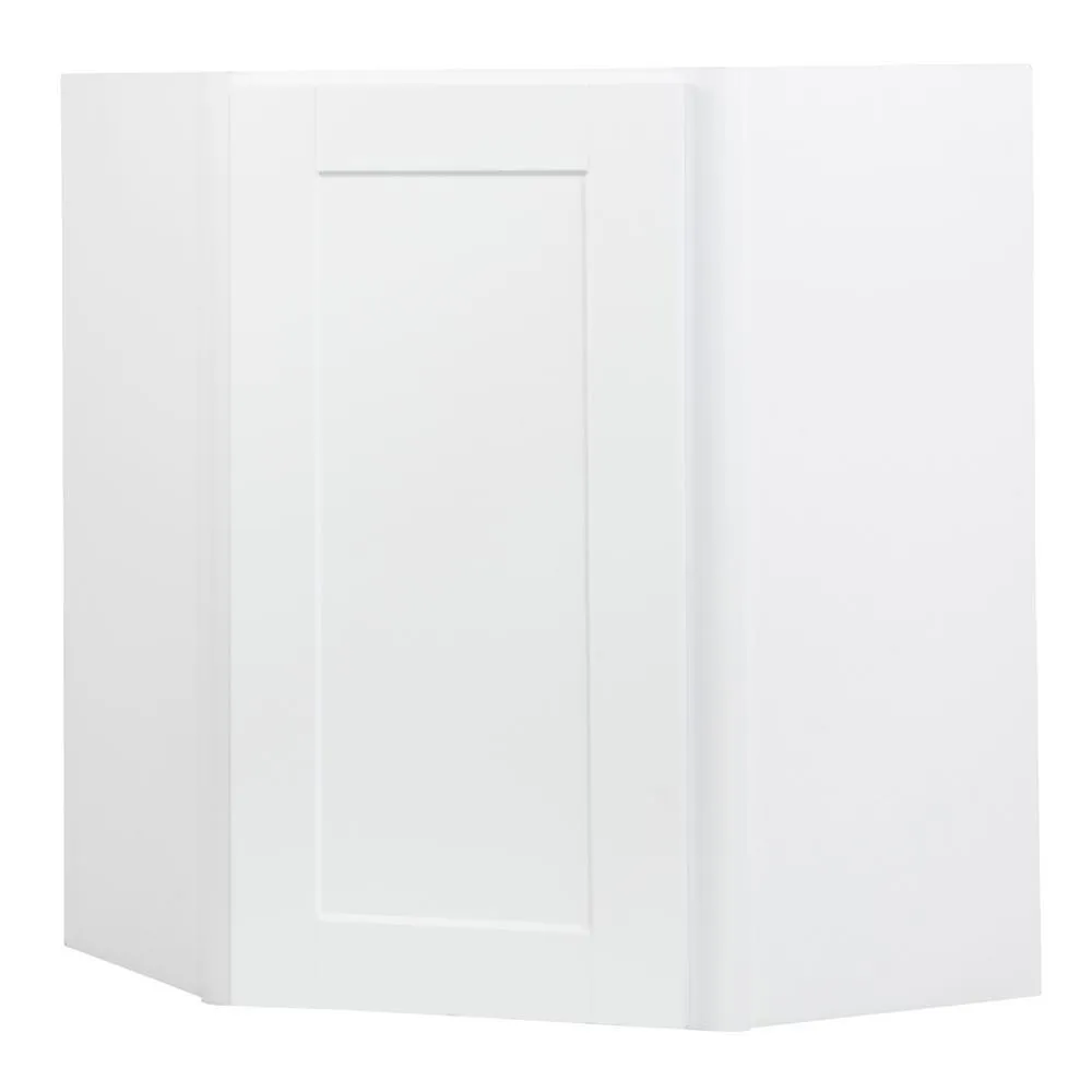 Shaker Assembled 24x30x12 in. Diagonal Corner Wall Kitchen Cabinet in Satin White, photo 13 of 25