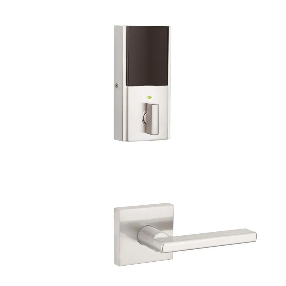Kwikset Obsidian Satin Nickel Keyless Electronic Touchscreen Deadbolt with Halifax Passage Lever, photo 2 of 8