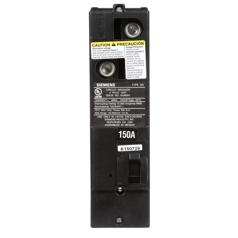 Siemens 200 Amp Double-Pole 10kA Type QS Multi-Family Main Breaker, photo 10 of 11