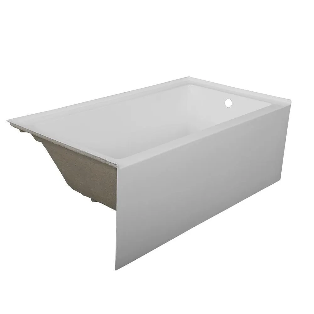 CASAINC 59.76 in. Left-Hand Acrylic Center Drain Rectangular Alcove Bathtub in White, photo 5 of 8