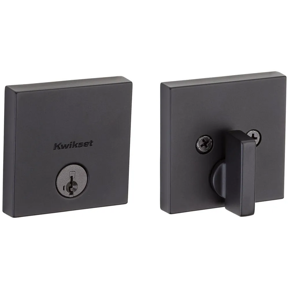 Kwikset Downtown Satin Nickel Single Cylinder Deadbolt featuring SmartKey Security with Microban Antimicrobial Technology, photo 3 of 4