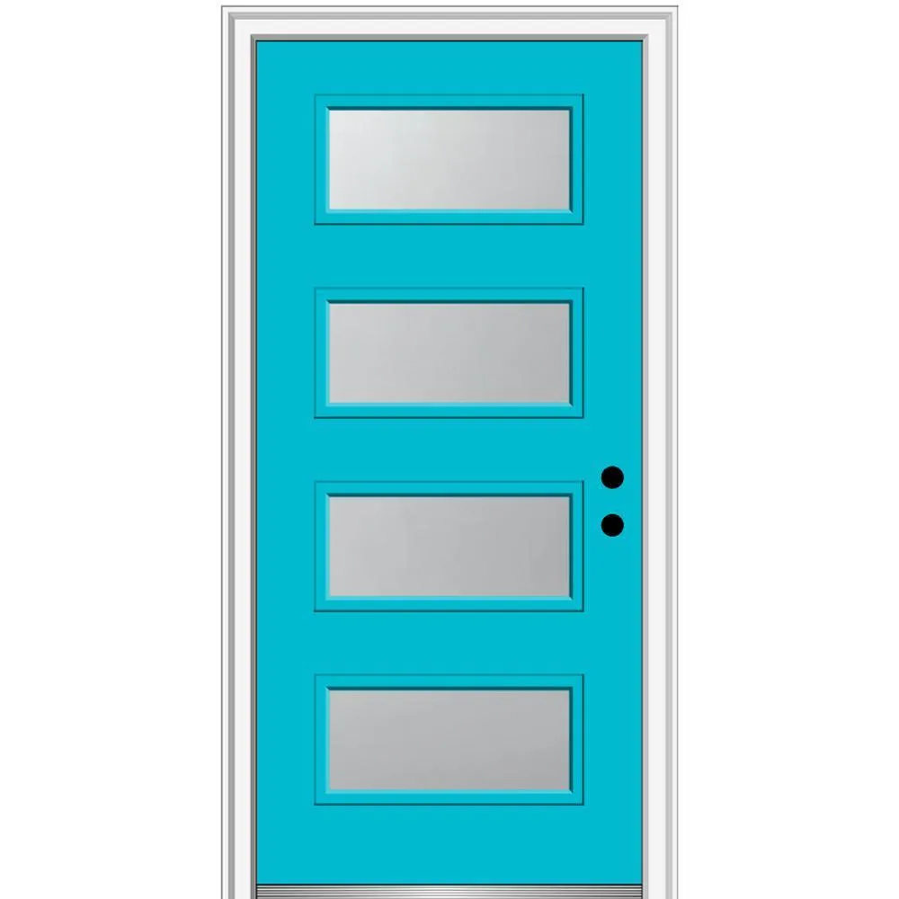 MMI Door 36 in. x 80 in. Celeste Left-Hand Inswing 4-Lite Frosted Glass Painted Steel Prehung Front Door on 6-9/16 in. Frame, photo 18 of 52