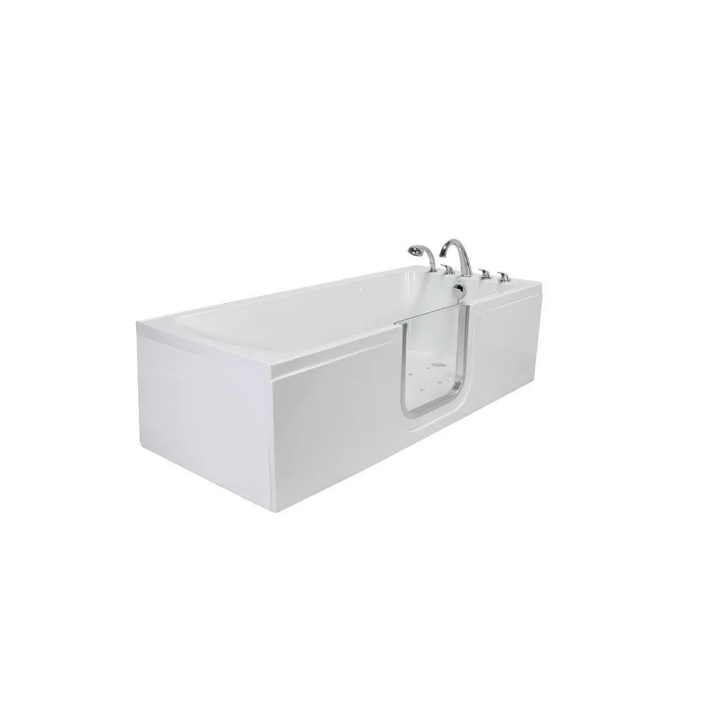 Ella Laydown 72 in. Walk-In Air Bath Bathtub, White, Right-Hinged Middle Glass Door, 5-Piece Fast-Fill Faucet, Right Drain, photo 7 of 11