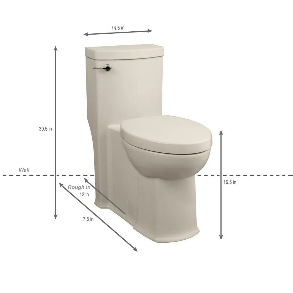 Boulevard Tall Height 1-Piece 1.28 GPF Single Flush Elongated Toilet in Linen, Seat Included, photo 2 of 8