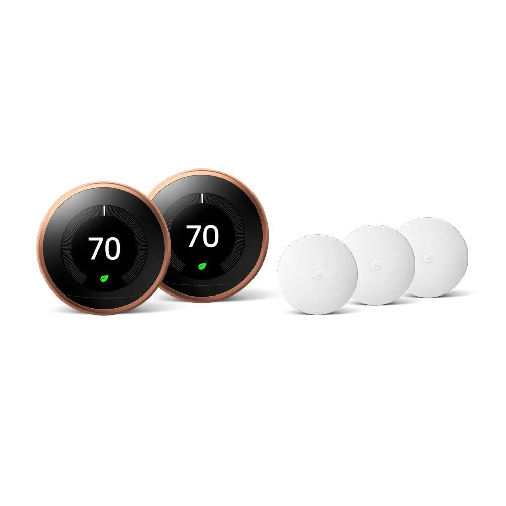 Nest Learning Thermostat 3rd Gen in Stainless Steel (2-Pack) and Google Nest Temperature Sensor (3-Pack), photo 6 of 8