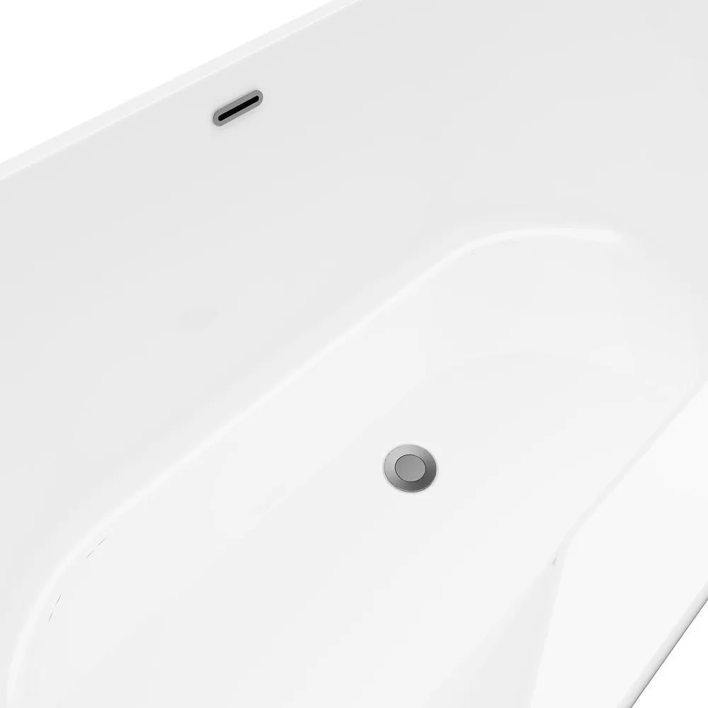 Coral 56 in. Acrylic Freestanding Flatbottom Non-Whirlpool Bathtub in White No Faucet, photo 4 of 5