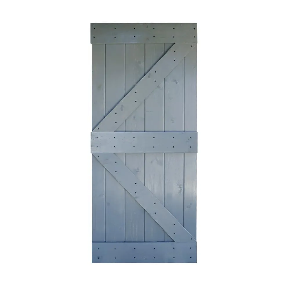 36 in x 84 in K Series DIY Dark Walnut Finished Knotty Pine Wood Barn Door Slab, photo 6 of 12