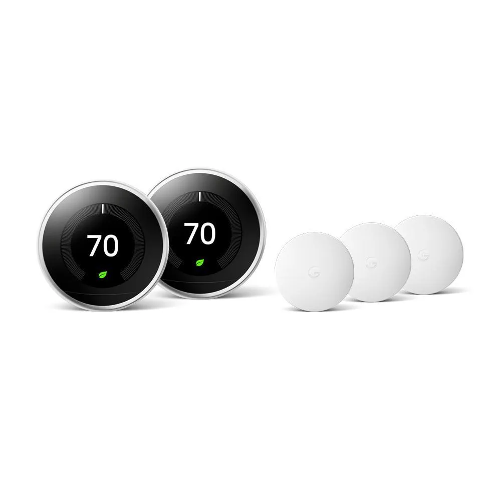 Nest Learning Thermostat 3rd Gen in Stainless Steel (2-Pack) and Google Nest Temperature Sensor (3-Pack), photo 8 of 8