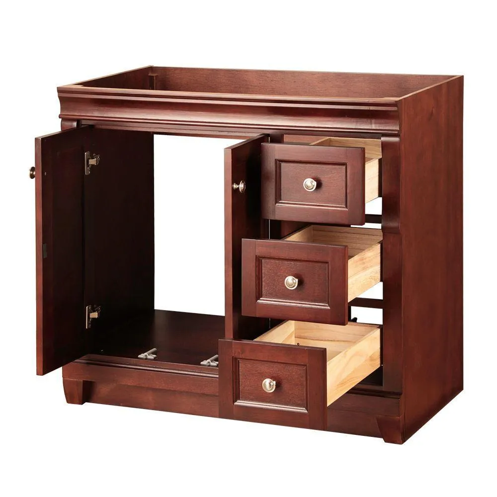 Naples 36 in. W Bath Vanity Cabinet Only in Tobacco with Right Hand Drawers, photo 11 of 33