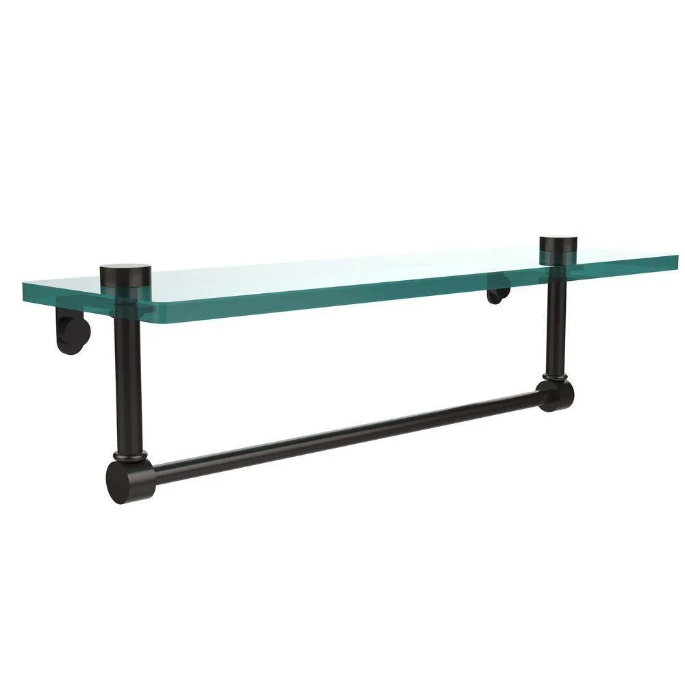 Allied Brass 16 in. L x 5 in. H x 5 in. W Clear Glass Vanity Bathroom Shelf with Towel Bar in Satin Nickel, photo 7 of 14