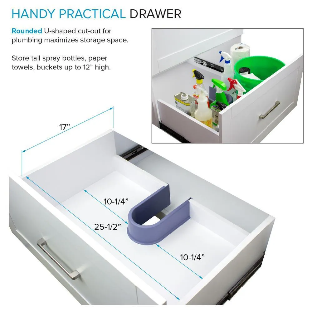 Transolid All-in-One 29 in. W x 25.5 in. D Stainless Steel Undermount Laundry/Utility Sink and White Cabinet with Quartz Top and Faucet, photo 9 of 20