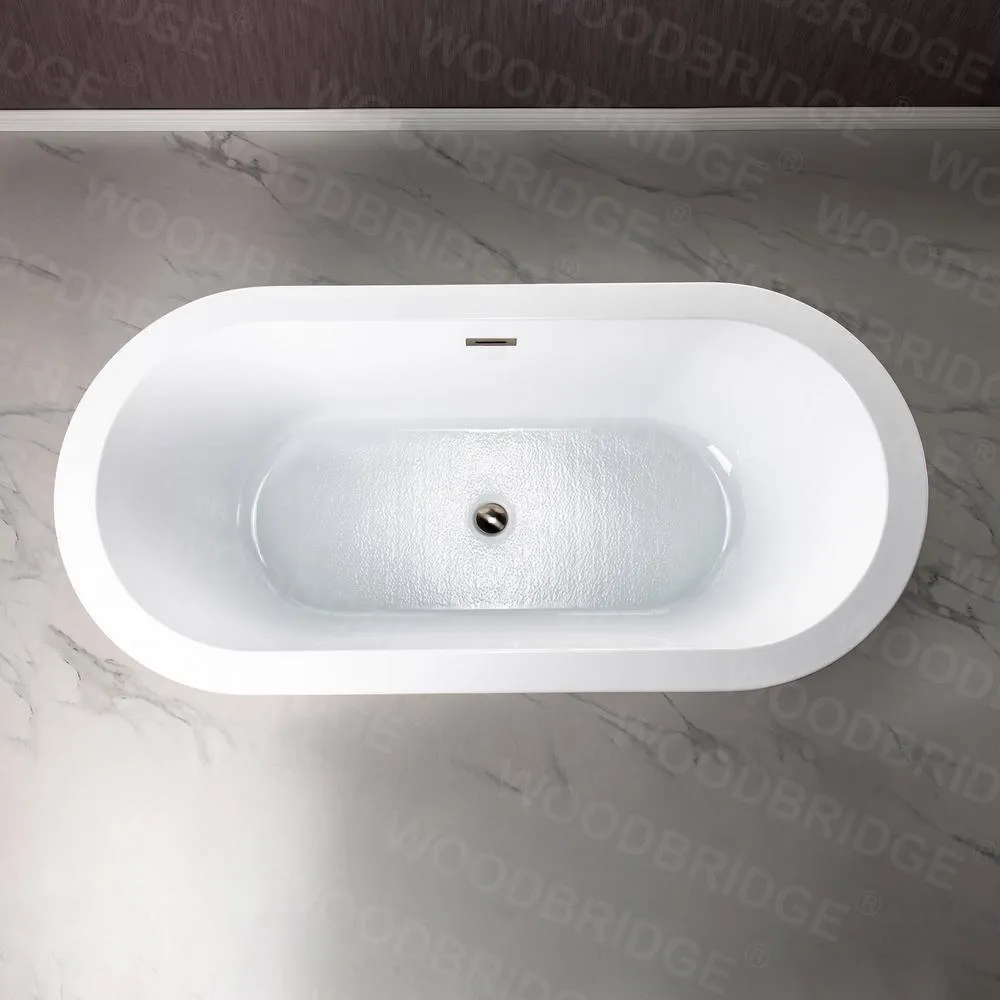 WOODBRIDGE Vienna 66 in. Acrylic Freestanding Double-Ended Soaking Bathtub with Drain and Overflow Included in White, photo 12 of 22
