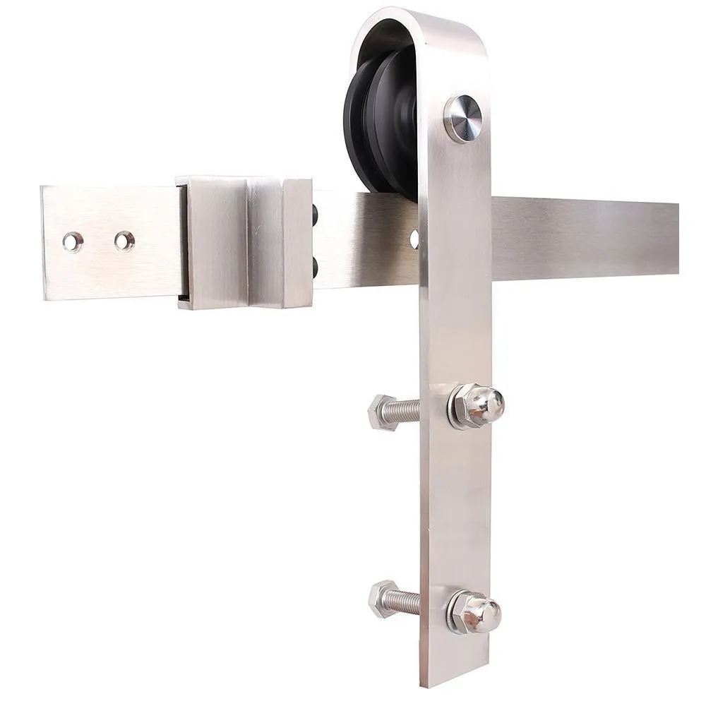 CALHOME K Series 30 in. x 84 in. White Knotty Pine Wood Interior Sliding Barn Door with Stainless Steel Hardware Kit, photo 2 of 6