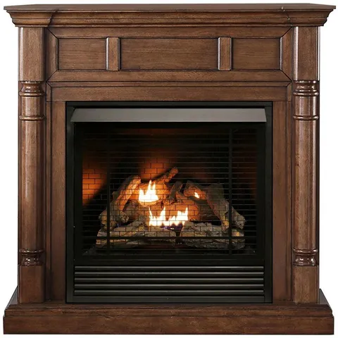 32,000 BTU Ventless Dual Fuel Fireplace in Walnut with Remote Control