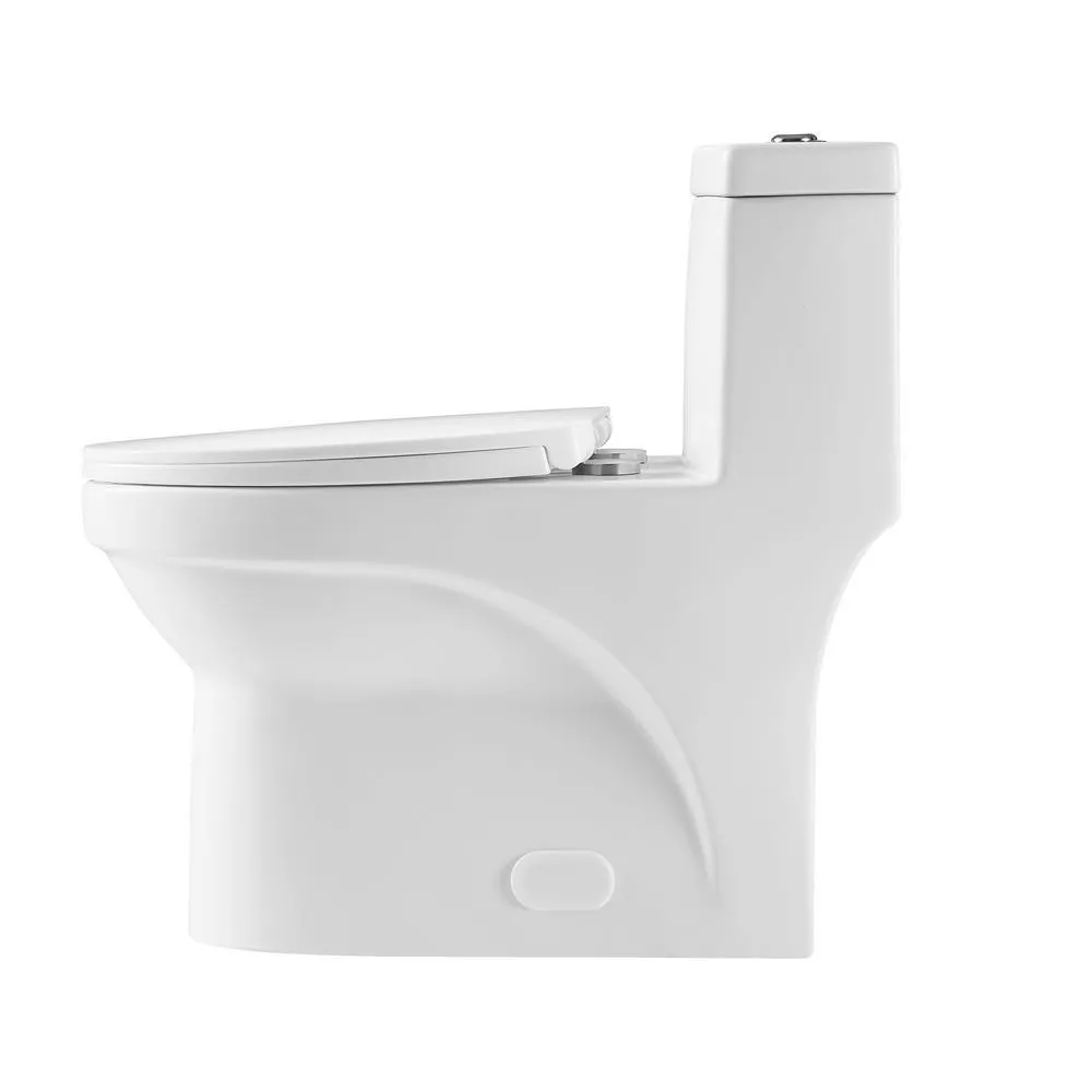 12 in. Rough-In 1-piece 1.1/ 1.6 GPF Dual Flush Elongated Siphonic Jet Toilet in White, Seat Included, photo 5 of 9
