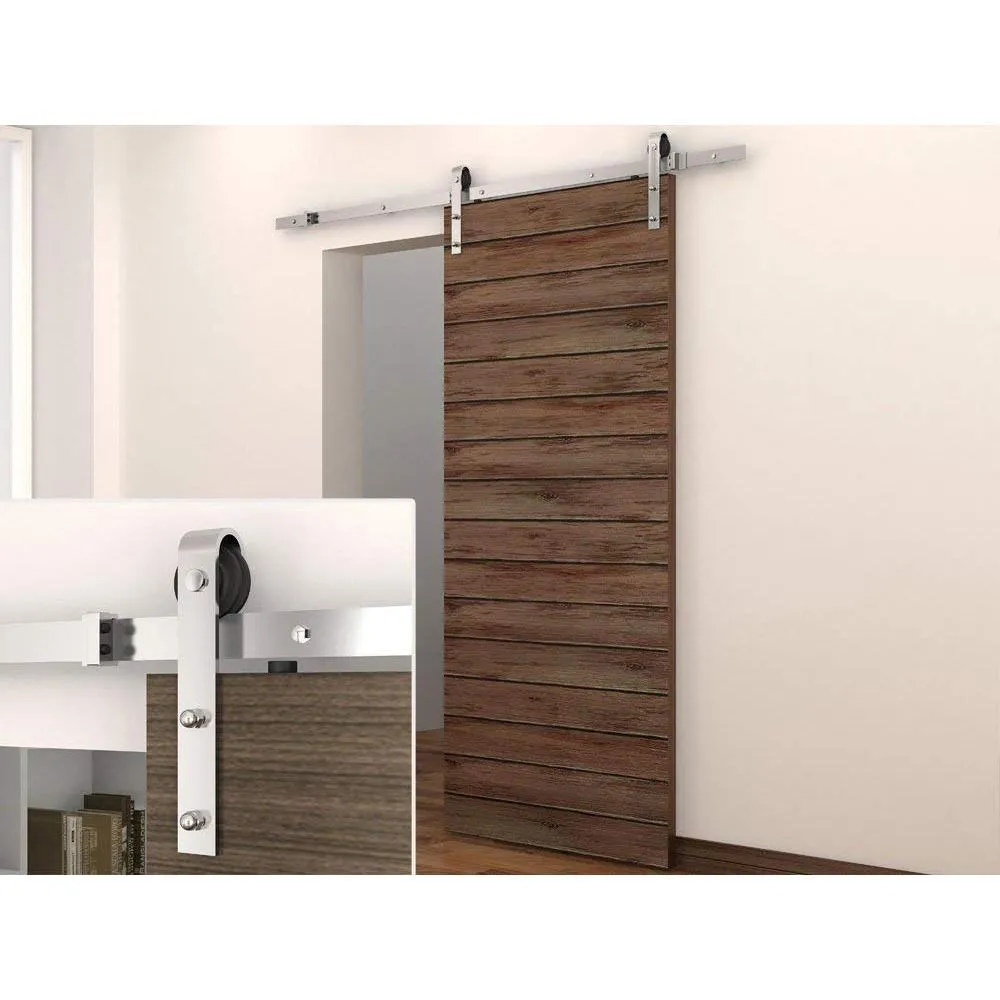 CALHOME 72 in. Stainless Steel Interior Modern Barn Door Closet Track and Hardware Kit, photo 2 of 6