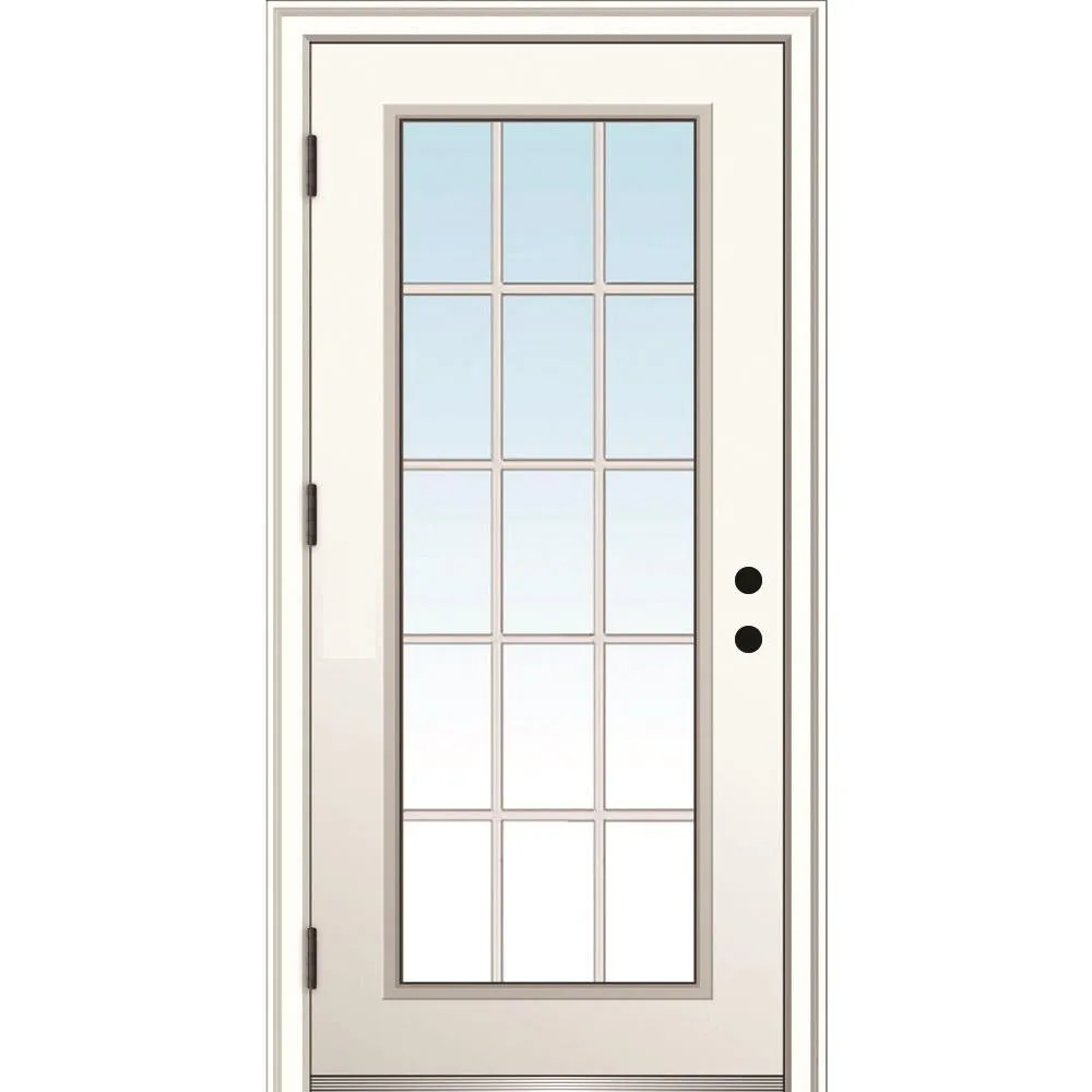 MMI Door 32 in. x 80 in. Classic Left-Hand Outswing 15 Lite Clear Low-E Primed Steel Prehung Front Door with Brickmould, photo 7 of 8