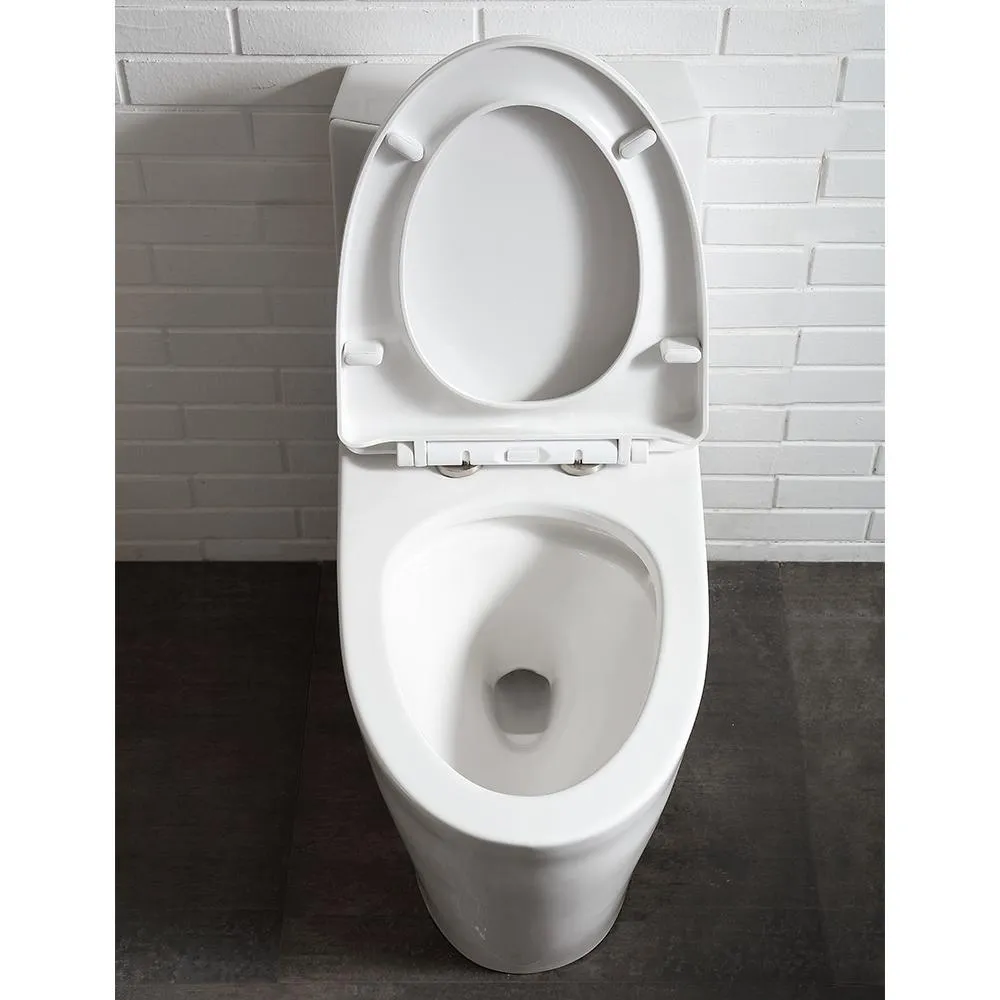 Buxton 1-Piece 1.6 GPF/1.1 GPF Dual Flush Elongated Toilet in White, photo 6 of 11