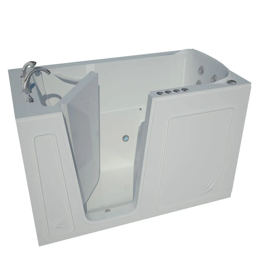 Universal Tubs Rampart 5 ft. Walk-in Whirlpool and Air Bathtub with 6 in. Tile Easy Up Adhesive Wall Surround in White, photo 8 of 21