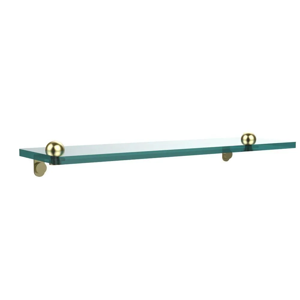 Allied Brass 16 in. L x 2 in. H x 5 in. W Clear Glass Vanity Bathroom Shelf in Satin Nickel, photo 3 of 14
