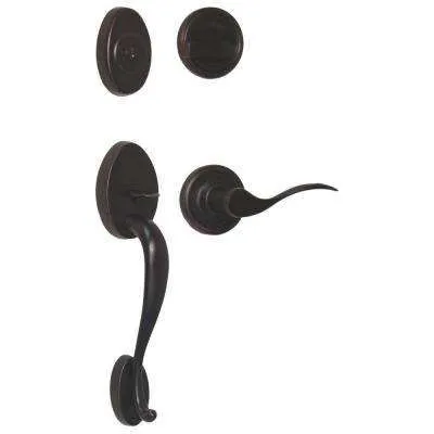 Heritage Black Door Handleset and Waverlie Lever Trim