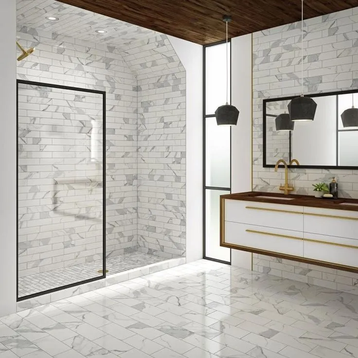 Style Selections Calacatta Polished White 6-in x 12-in Polished Porcelain Marble Subway Floor Tile, photo 2 of 2
