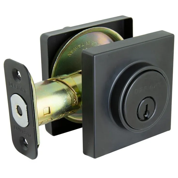 Defiant Contemporary Square Matte Black Single Cylinder Deadbolt, photo 7 of 8