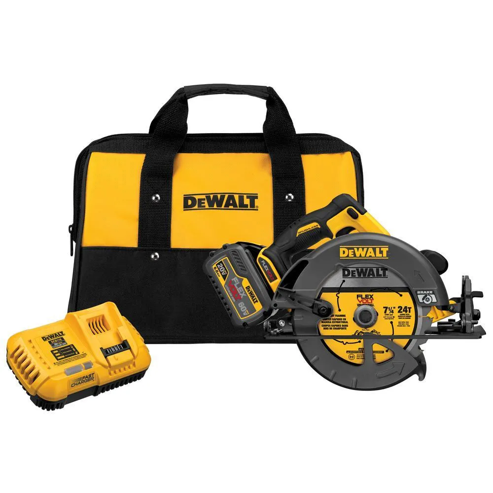 DEWALT FLEXVOLT 60-Volt MAX Lithium-Ion Cordless Brushless 7-1/4 in. Circular Saw with Battery and Bonus 1/2 in. Impact Wrench, photo 8 of 22