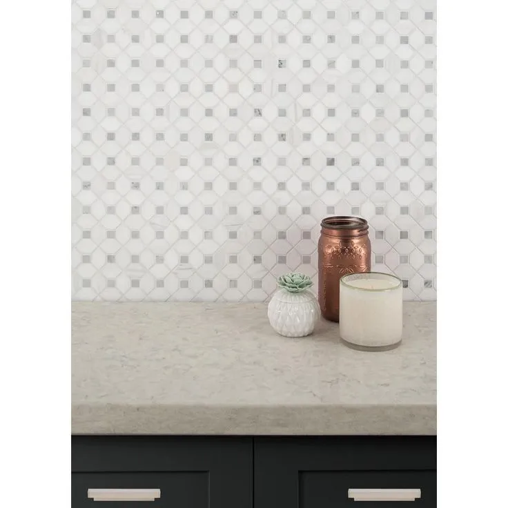 MSI Bianco Dolomite Dotty 12.31 in. x 12.36 in. x 10 mm Polished Marble Mesh-Mounted Mosaic Tile (10.6 sq. ft. / case), photo 10 of 10