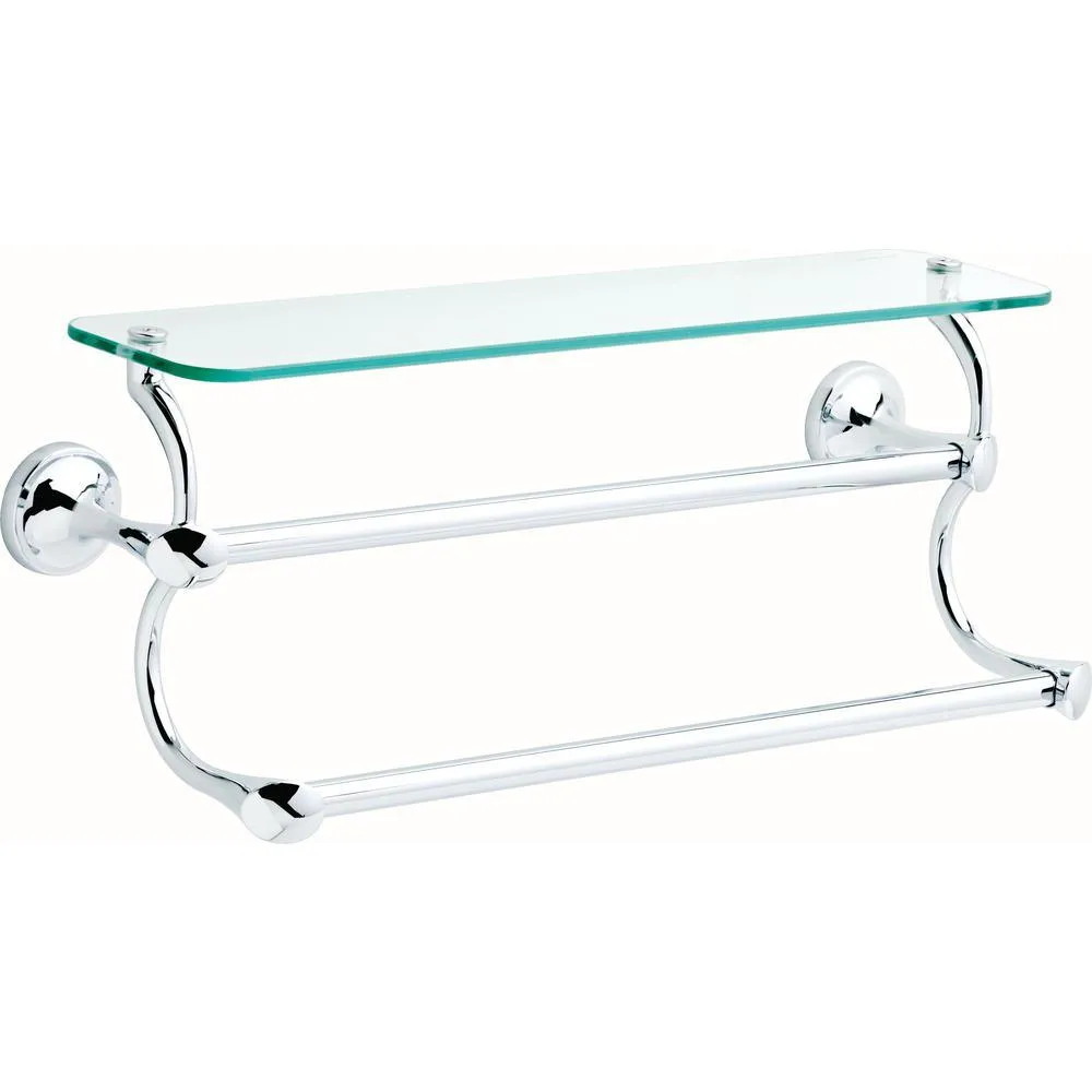 18 in. Glass Shelf with Double Towel Bar in SpotShield Brushed Nickel, photo 8 of 9