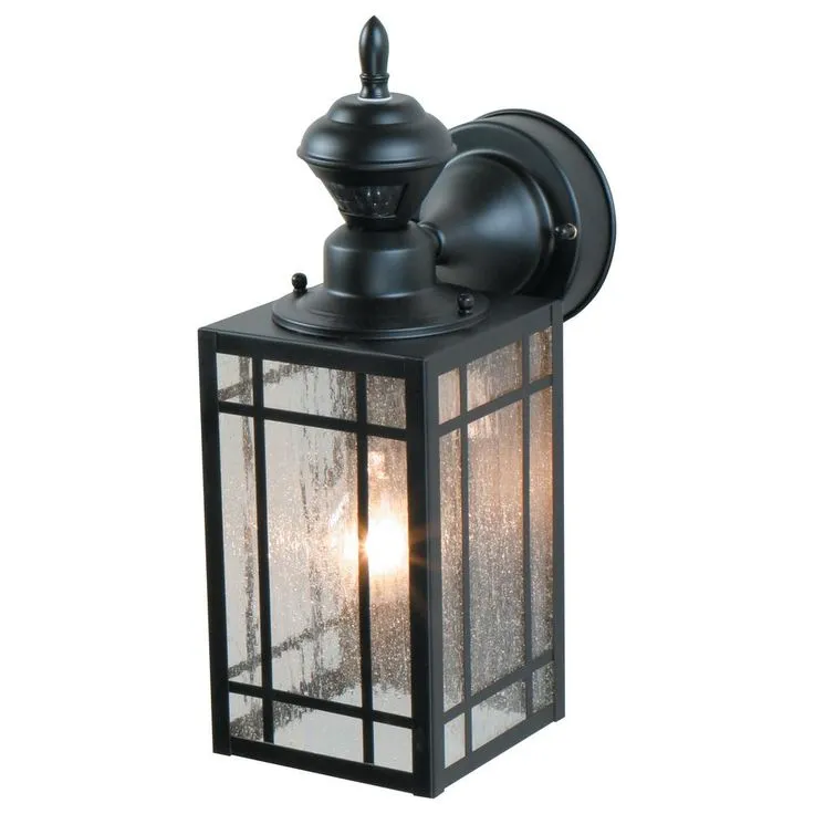 1-Light Black Motion Activated Outdoor Wall Lantern Sconce, photo 6 of 6