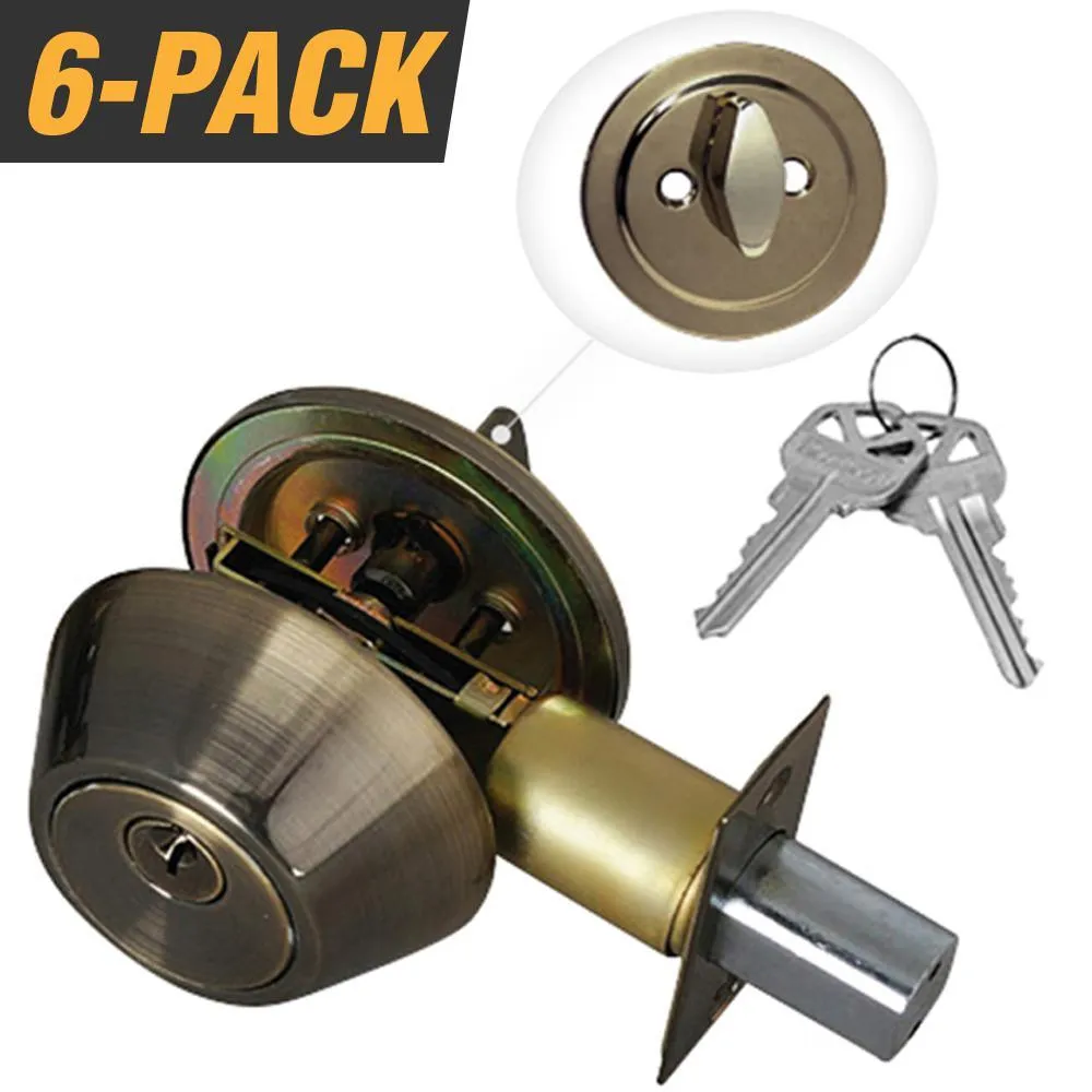 Stainless Steel Entry Door Lock Single Cylinder Deadbolt with 12 KW1 Keys (6-Pack, Keyed Alike), photo 5 of 6
