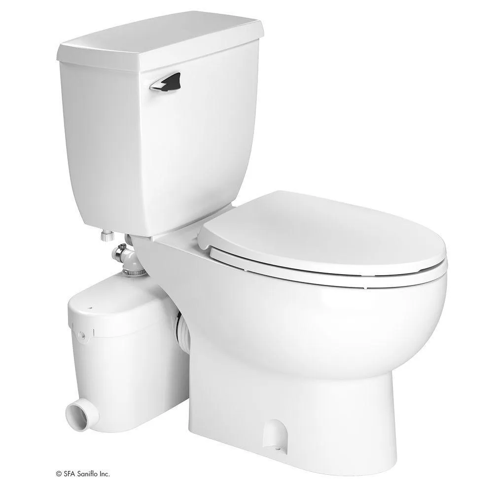 SaniAccess3 2-Piece 1.280 GPF Single Flush Elongated Toilet with.5 HP Macerating Pump in White, photo 7 of 10