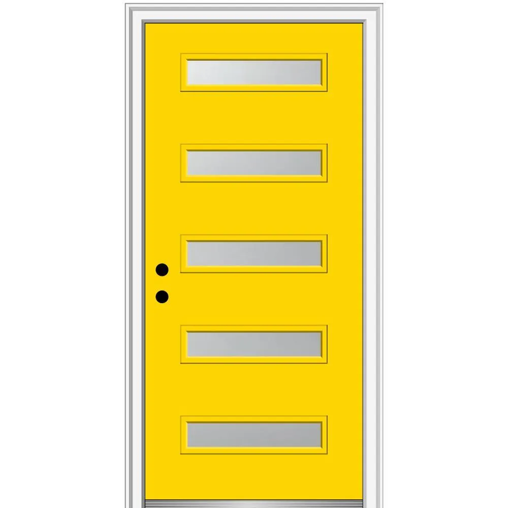 MMI Door 36 in. x 80 in. Davina Right-Hand Inswing 5-Lite Frosted Glass Painted Steel Prehung Front Door on 4-9/16 in. Frame, photo 20 of 42