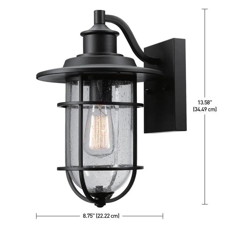 Turner 1-Light Black Outdoor Wall Lantern Sconce, photo 3 of 6