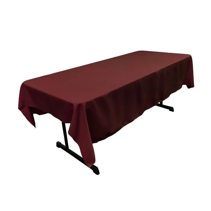 60 x 84 in. Burgundy Polyester Poplin Rectangular Tablecloth, photo 2 of 2