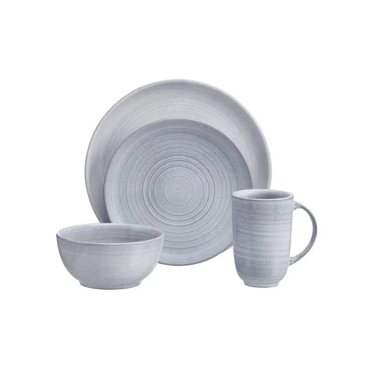 Blakely 16-Piece Reactive Glaze Raindrop Blue Stoneware Dinnerware Set (Service for 4), photo 6 of 6
