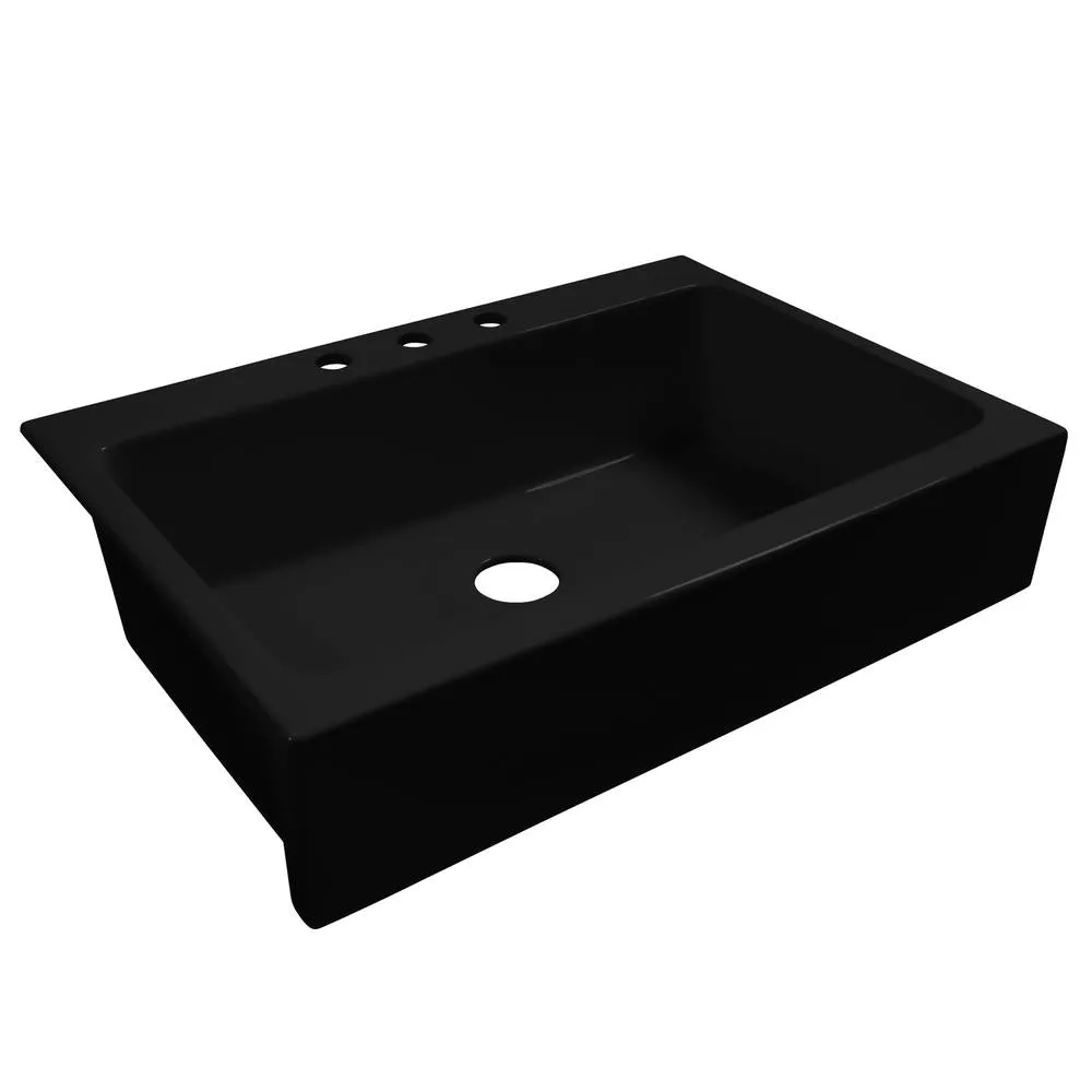 Josephine Quick-Fit Drop-in Farmhouse Fireclay 33.85 in. 3-Hole Single Bowl Kitchen Sink in Crisp White, photo 20 of 24