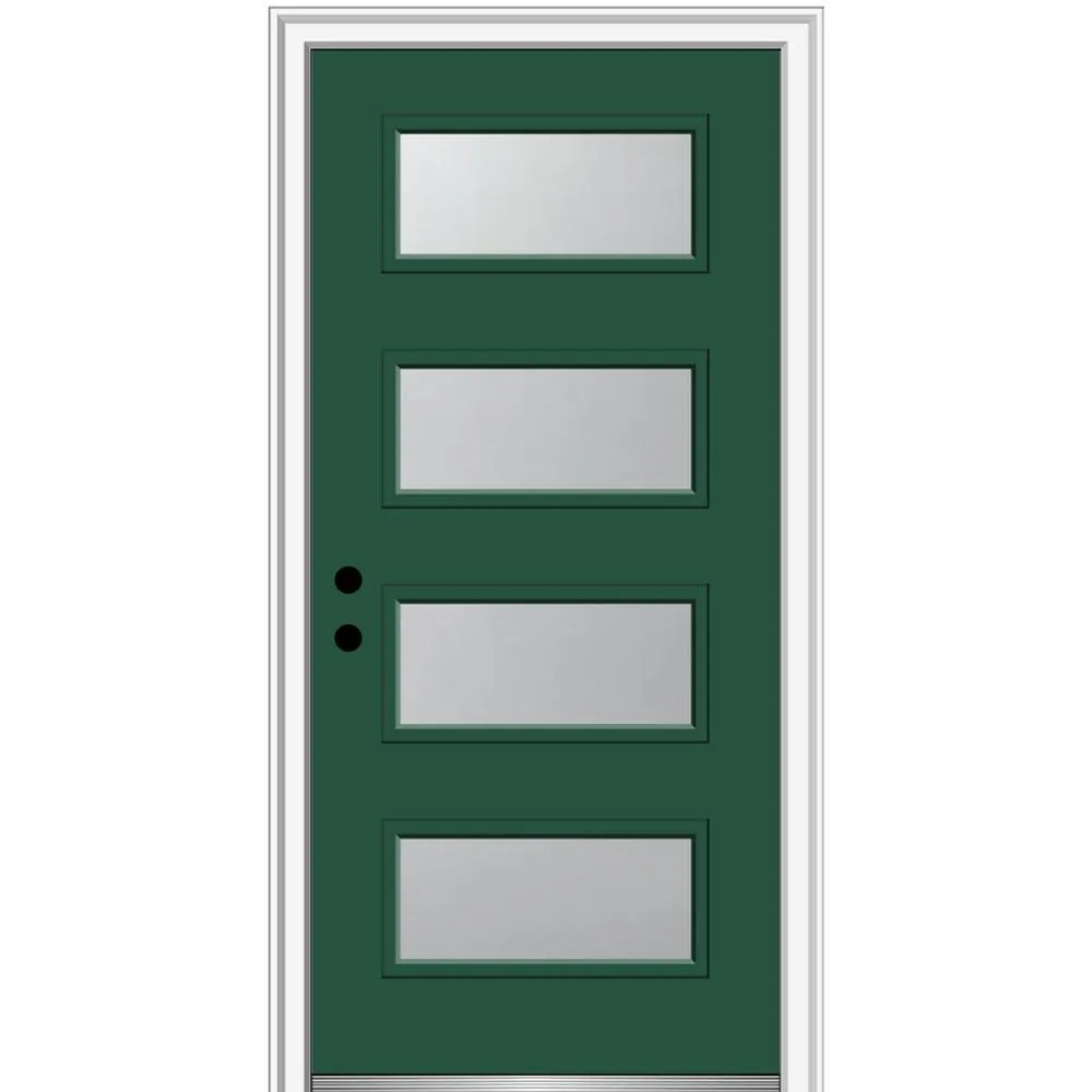 MMI Door 36 in. x 80 in. Celeste Left-Hand Inswing 4-Lite Frosted Glass Painted Steel Prehung Front Door on 6-9/16 in. Frame, photo 26 of 52